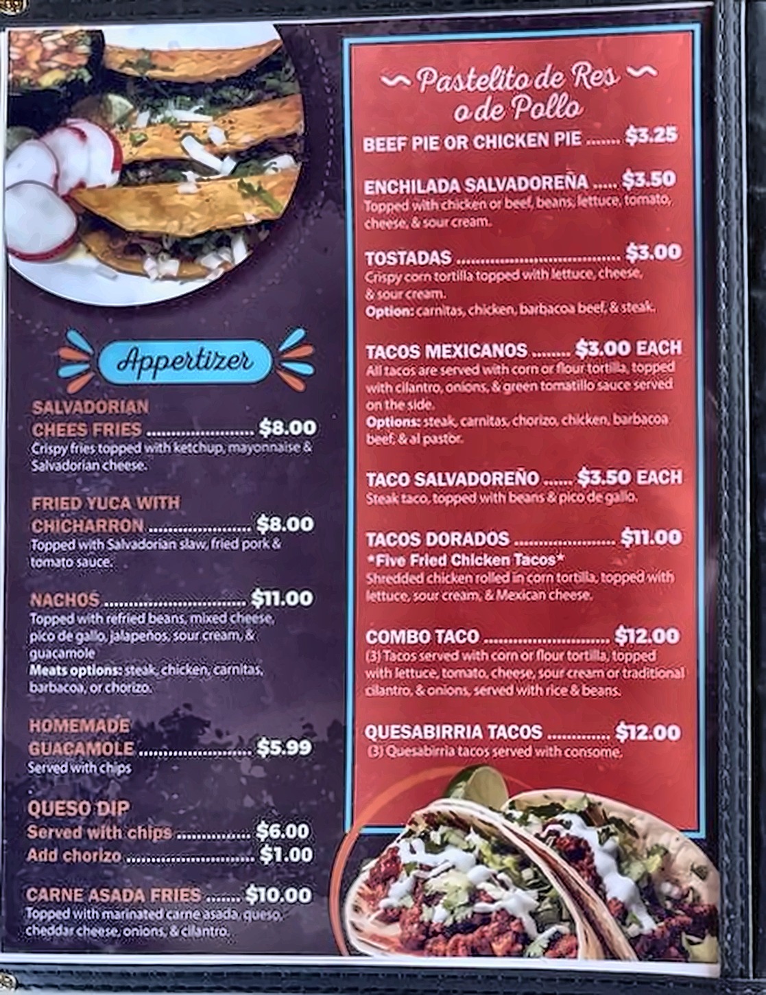 Menu — sides, desserts, milkshakes & drinks